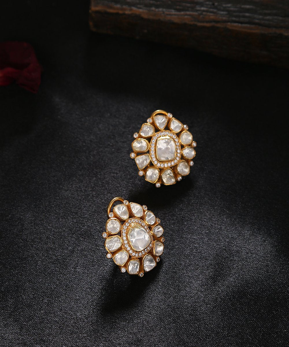 Shahnoor_earrings_with_Moissanite_Polki_crafted_in_pure_silver_WeaverStory_01