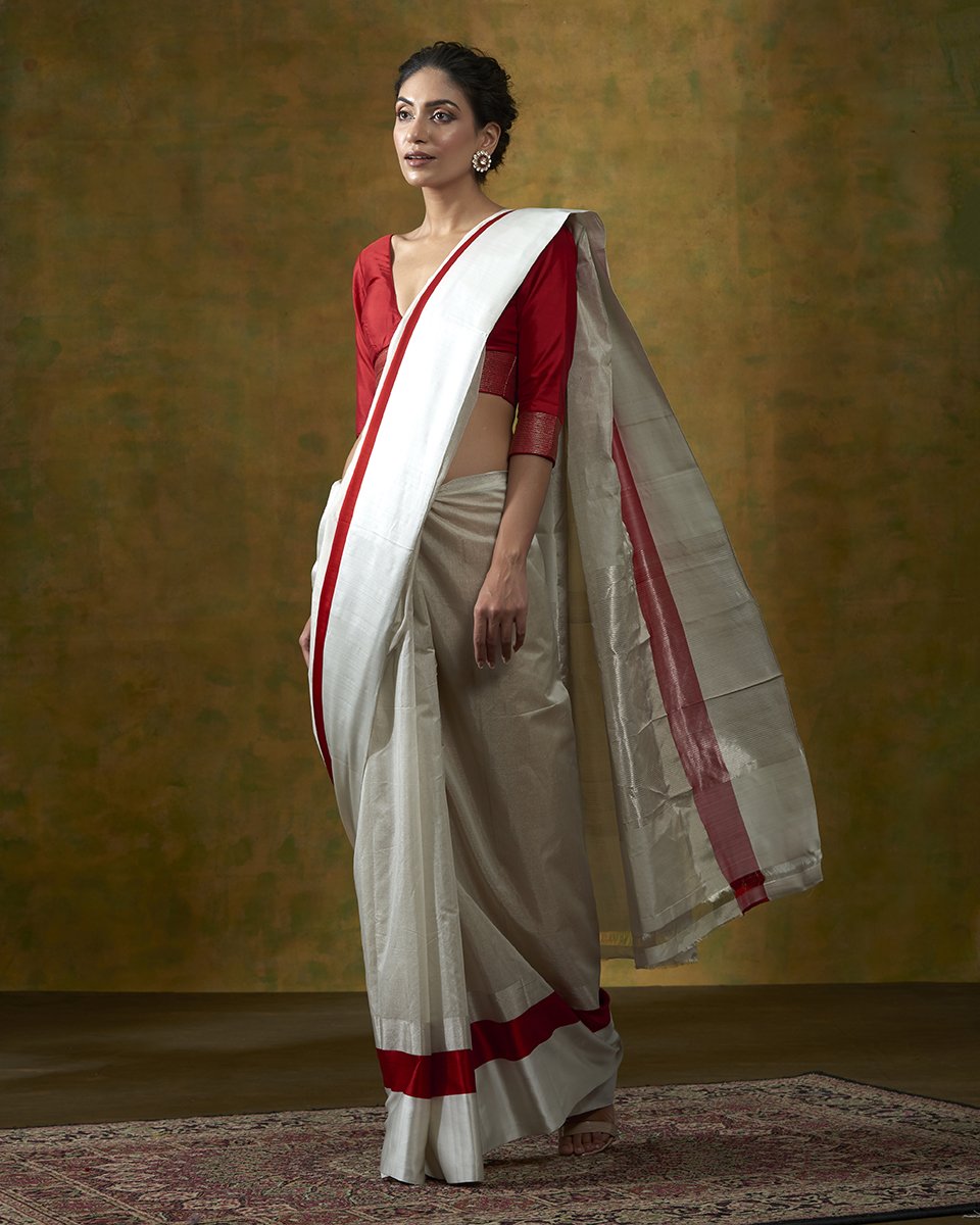 White Georgette Saree | Leemboodi