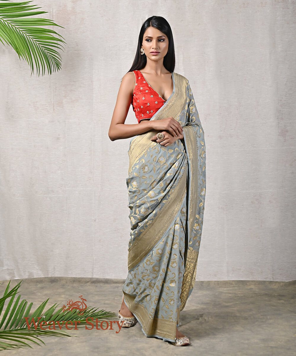 Sky_Blue_Woven_Handloom_Banarasi_Georgette_Saree_with_Floral_Jaal_WeaverStory_02