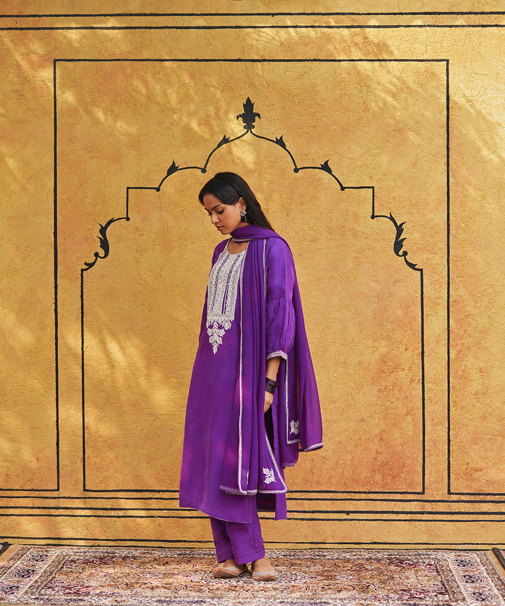 Purple_Pure_Silk_Tilla_Hand_Embroidered_Suit_With_Pants_And_Dupatta_WeaverStory_01