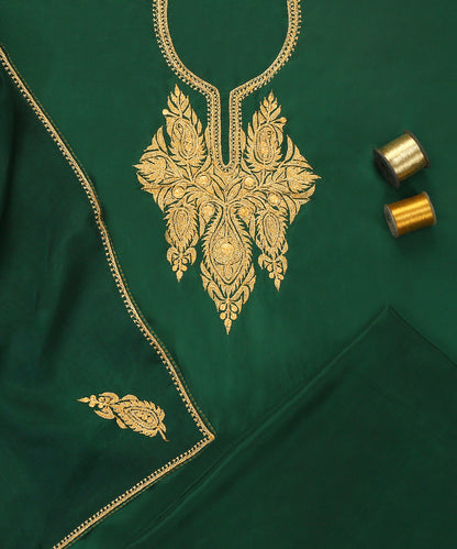 Bottle_Green_Pure_Silk_Tilla_Hand_Embroidered_Unstiched_Suit_Set_With_Dupatta_WeaverStory_01