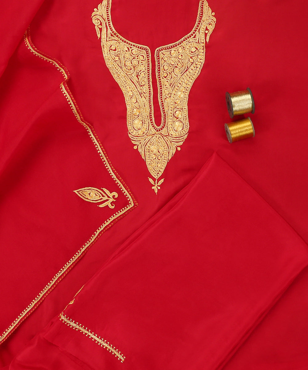 Red_Pure_Silk_Tilla_Hand_Embroidered_Unstitched_Suit_Set_With_Dupatta_WeaverStory_01