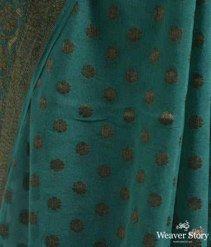 Teal_green_banarasi_georgette_saree_WeaverStory_03