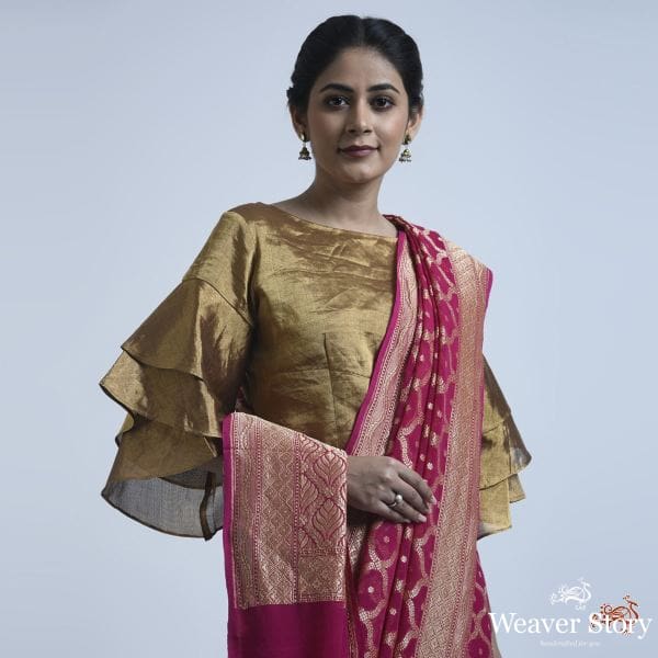 Majenta_banarasi_georgette_jangla_saree_WeaverStory_01