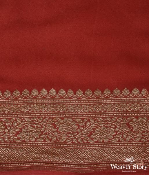 Coral_Red_banarasi_georgette_saree_WeaverStory_05