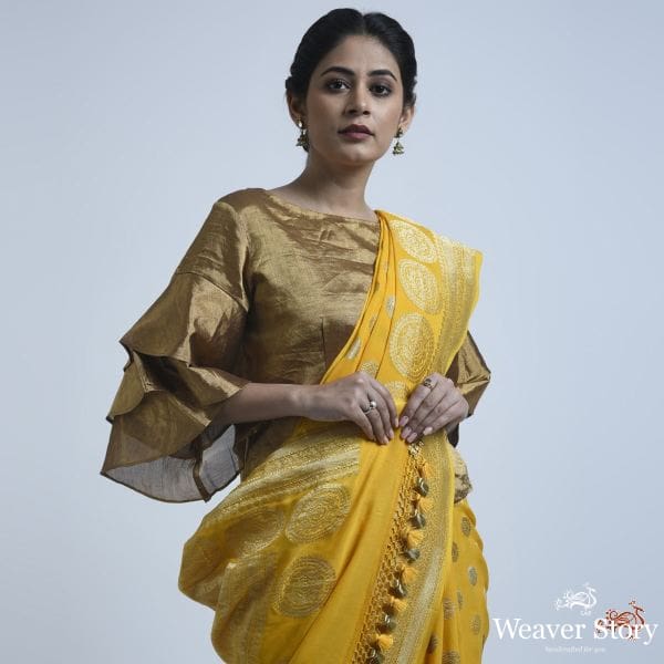 Turmeric_yellow_kadhwa_booti_saree_WeaverStory_01