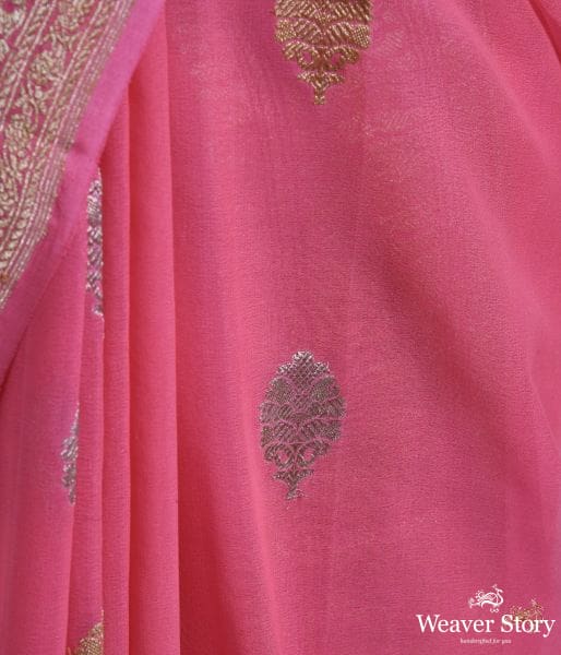 Candy_Pink_banarasi_georgette_saree_WeaverStory_03