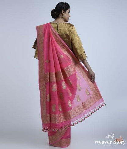 Candy_Pink_banarasi_georgette_saree_WeaverStory_04