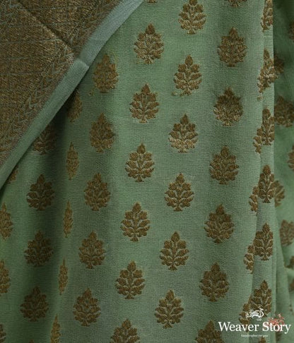 Green_antique_zari_booti_Georgette_saree_WeaverStory_03