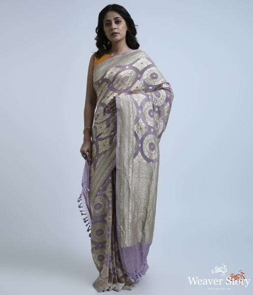 Lavender_handwoven_banarasi_georgette_saree_WeaverStory_02