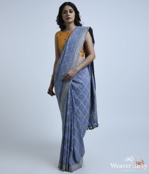 Blue_grey_banarasi_tanchoi_saree_woven_in_georgette_WeaverStory_02