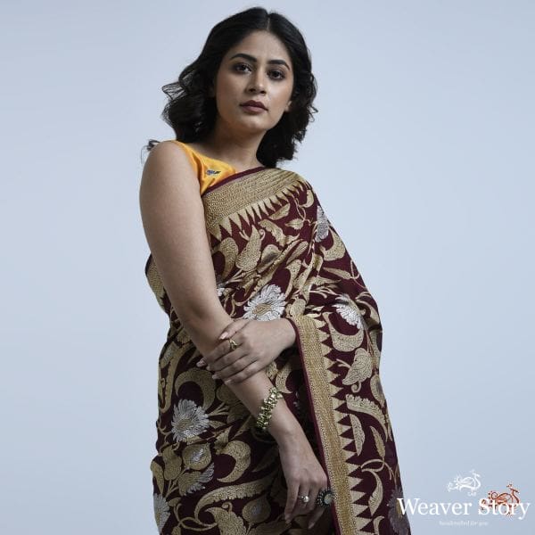 Wine_kadhwa_banarasi_jangla_saree_WeaverStory_01