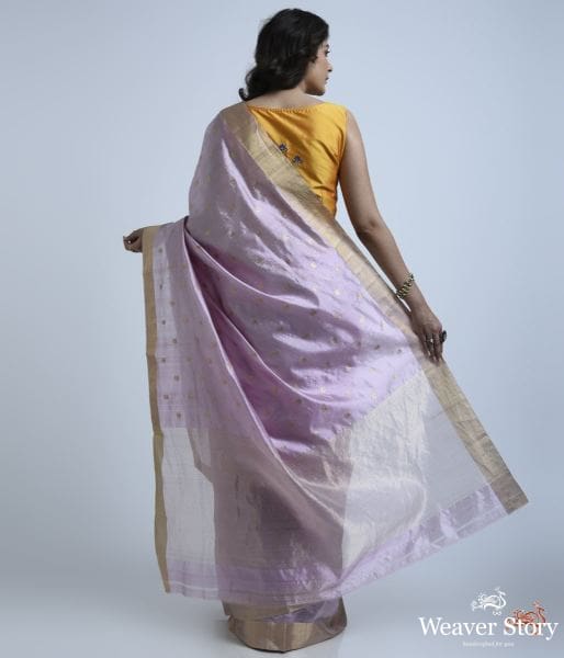 Mauve_pure_silk_chanderi_saree_with_delicate_floral_motifs_with_meenakari_WeaverStory_06