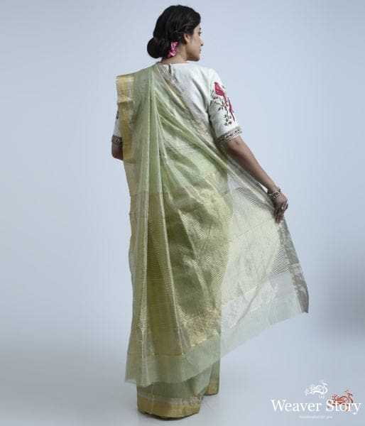 Pistachio_green_cotton_silk_saree_with_self_weave_checks_WeaverStory_06