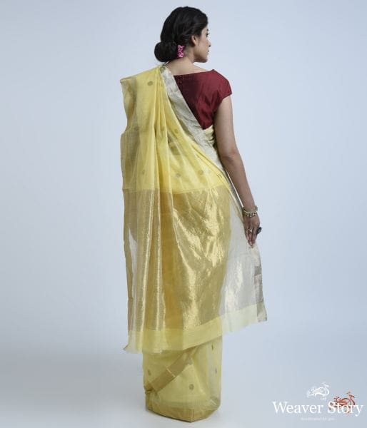 Yellow_handwoven_Chanderi_saree_with_a_gold_tissue_pallu_WeaverStory_03