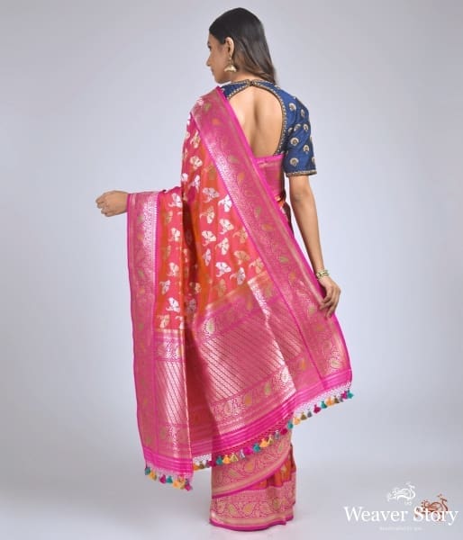 Pink_sona_rupa_petal_motif_saree_with_meenakari_kadhiyal_border_WeaverStory_03