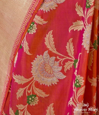 Hot_Pink_meenakari_jangla_with_floral_motifs_saree_WeaverStory_03