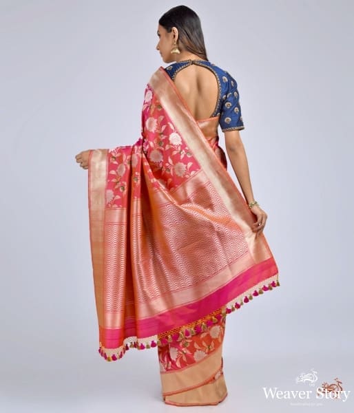 Hot_Pink_meenakari_jangla_with_floral_motifs_saree_WeaverStory_04