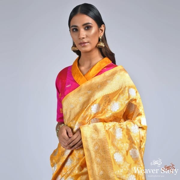 Yellow_and_gold_kadhwa_banarasi_jangla_saree_WeaverStory_01