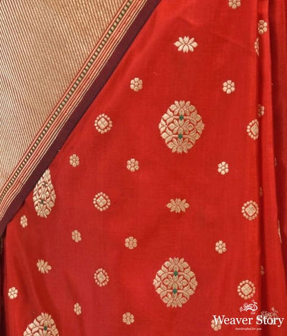 Red_meenakari_saree_with_small_booti_WeaverStory_03