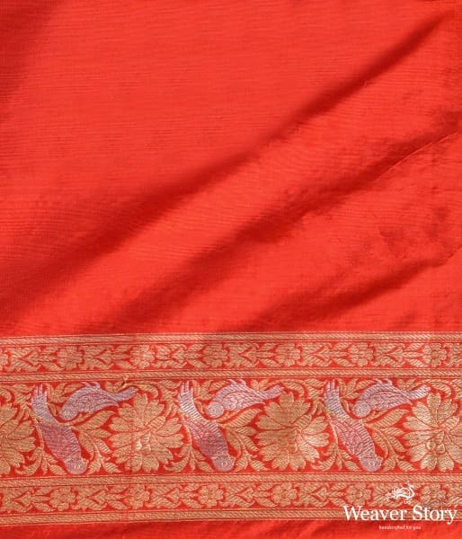 Red_Katan_silk_jangla_saree_with_birds_WeaverStory_02