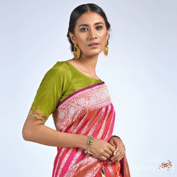 Pink_sona_rupa_aada_jangla_with_floral_border_saree_WeaverStory_01