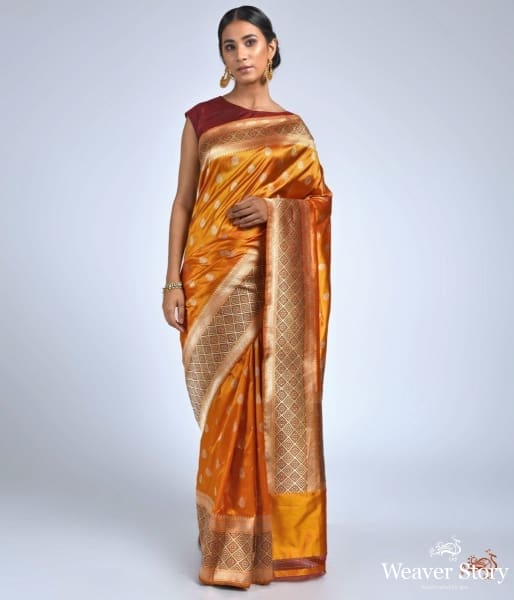 Yellow_gold_kadhwa_with_meenakari_border_WeaverStory_02