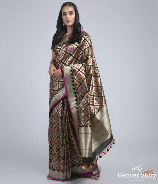 Black_and_Gold_meenkari_patola_saree_WeaverStory_02