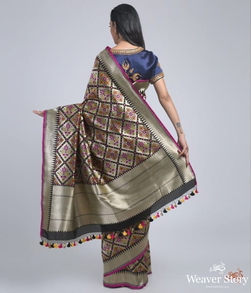 Black_and_Gold_meenkari_patola_saree_WeaverStory_04