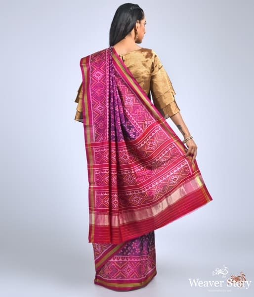 Beautiful_Pure_silk_Gujarat_Patola_saree_in_Purple_and_Pink_combination_WeaverStory_04