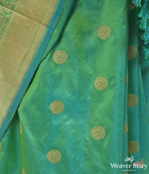 Forest_Green_katan_silk_saree_with_asharfi_booti_WeaverStory_03