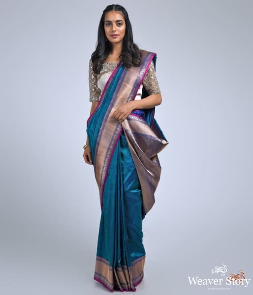 Royal_Blue_Banarasi_Tanchoi_saree_WeaverStory_02