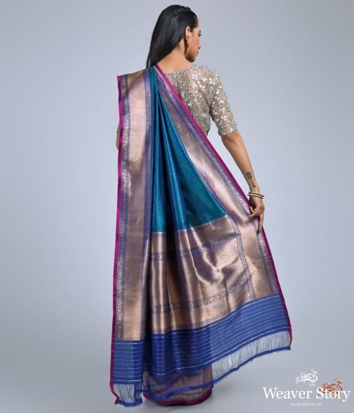 Royal_Blue_Banarasi_Tanchoi_saree_WeaverStory_04