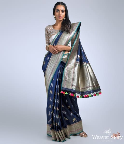 Navy_blue_katan_silk_saree_with_meenakari_WeaverStory_02