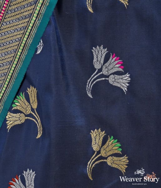 Navy_blue_katan_silk_saree_with_meenakari_WeaverStory_03