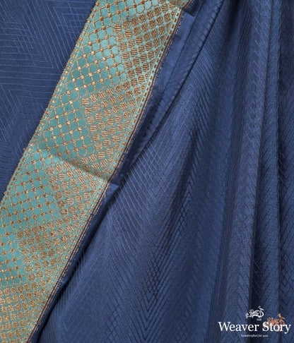 Blue_Katan_silk_Tanchoi_saree_with_chevron_weave_WeaverStory_03