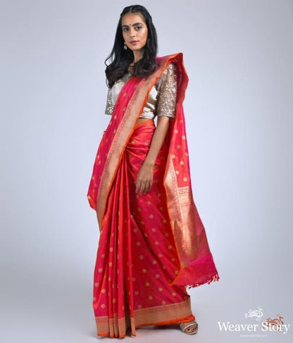 Orange_and_Pink__katan_silk_saree_with_asharfi_booti_WeaverStory_02