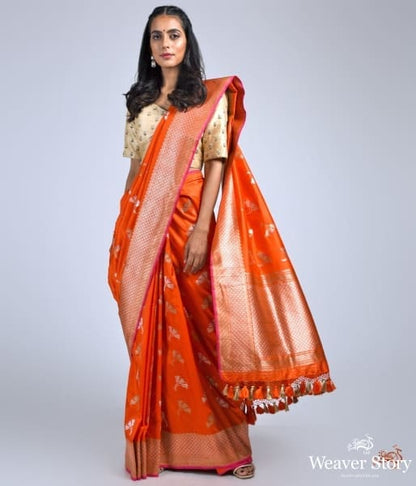 Orange_Kadhwa_banarasi_katan_silk_saree_WeaverStory_02