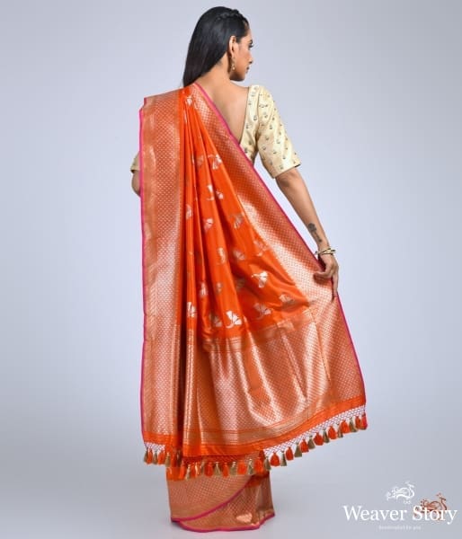 Orange_Kadhwa_banarasi_katan_silk_saree_WeaverStory_04