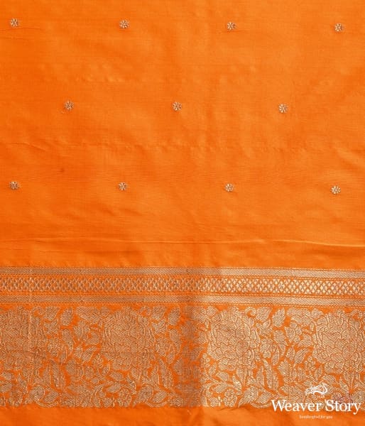 Orange_and_gold_Banarasi_silk_saree_with_kadhwa_booti_WeaverStory_05