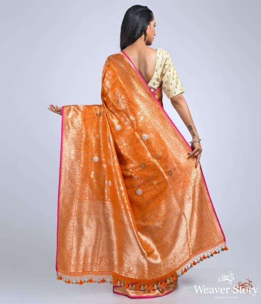 Orange_and_gold_brocade_weave_saree_WeaverStory_04