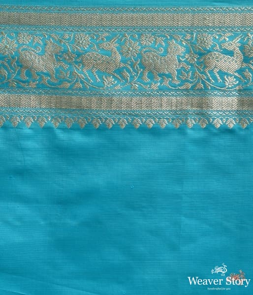 Turquoise_gulaab_boota_saree_with_shikargah_border_WeaverStory_03