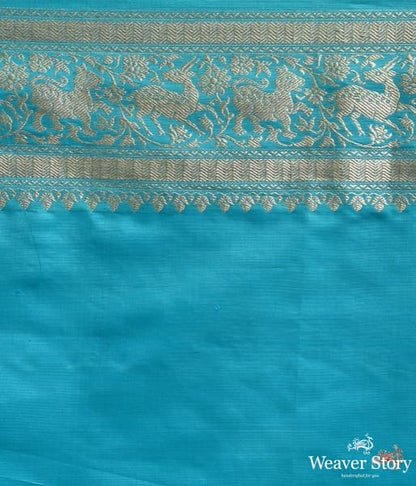 Turquoise_gulaab_boota_saree_with_shikargah_border_WeaverStory_03