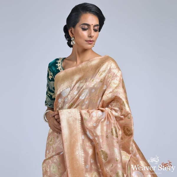 Pale_peach_meenakari_kadhwa_jangla_saree_WeaverStory_01