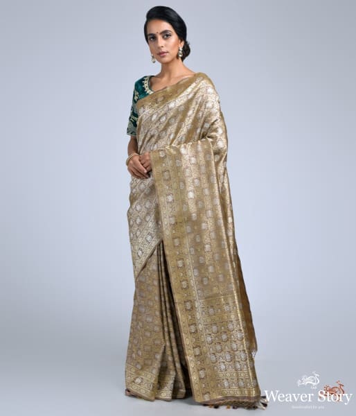 Light_brown_Banarai_Kimkhwab_saree_with_real_zari_finishings_WeaverStory_02