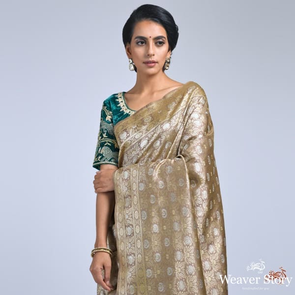 Light_brown_Banarai_Kimkhwab_saree_with_real_zari_finishings_WeaverStory_01