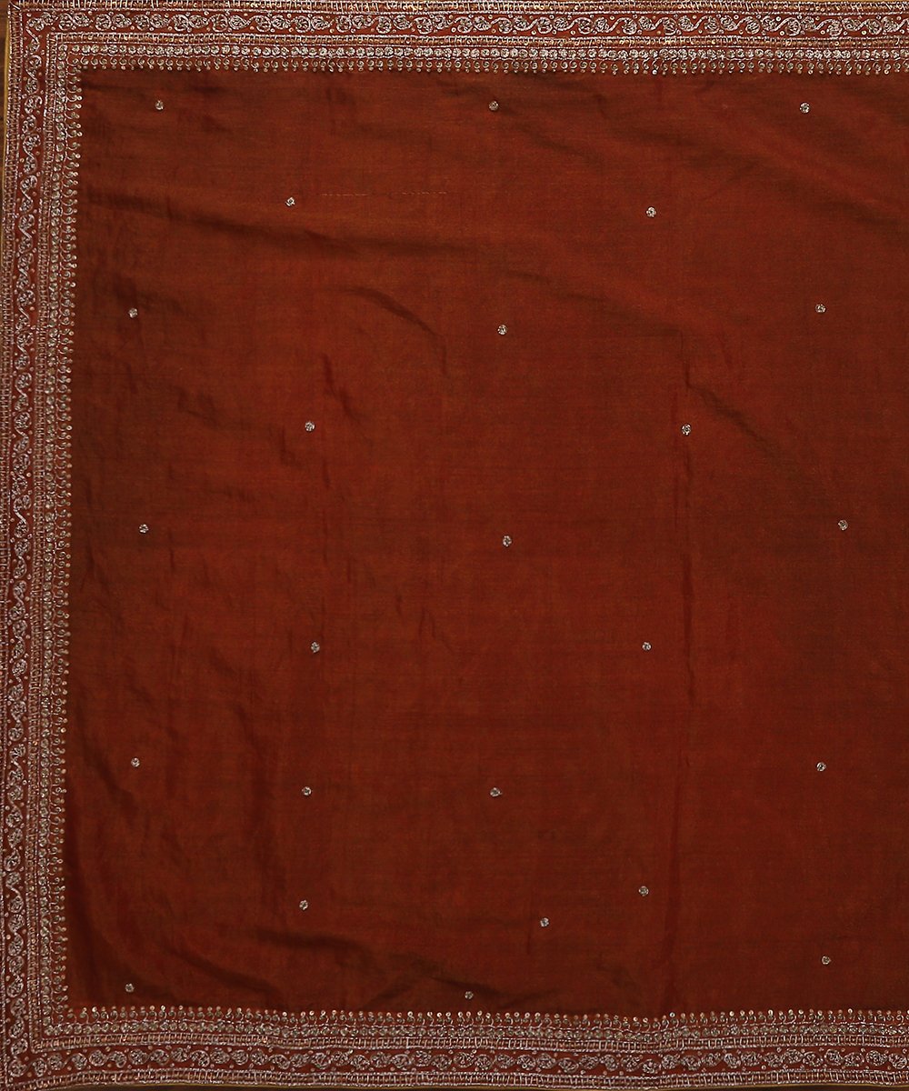 Rust_Pure_Handloom_Cotton_Tissue_Dupatta_with_Hand_Embroidery_Zardozi_Borders_WeaverStory_04