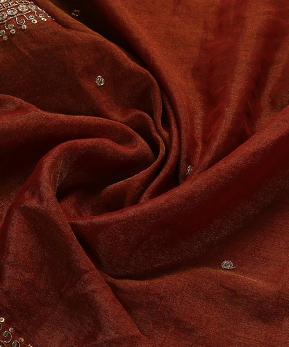 Rust_Pure_Handloom_Cotton_Tissue_Dupatta_with_Hand_Embroidery_Zardozi_Borders_WeaverStory_05