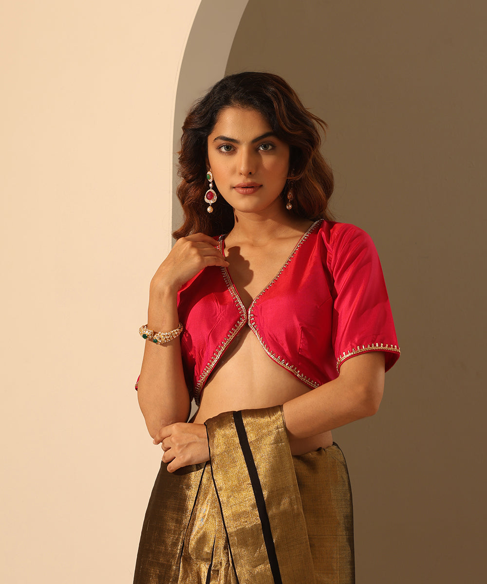 Hand_Embroidered_Viva_Magenta_Blouse_With_Zardozi_Work_WeaverStory_02