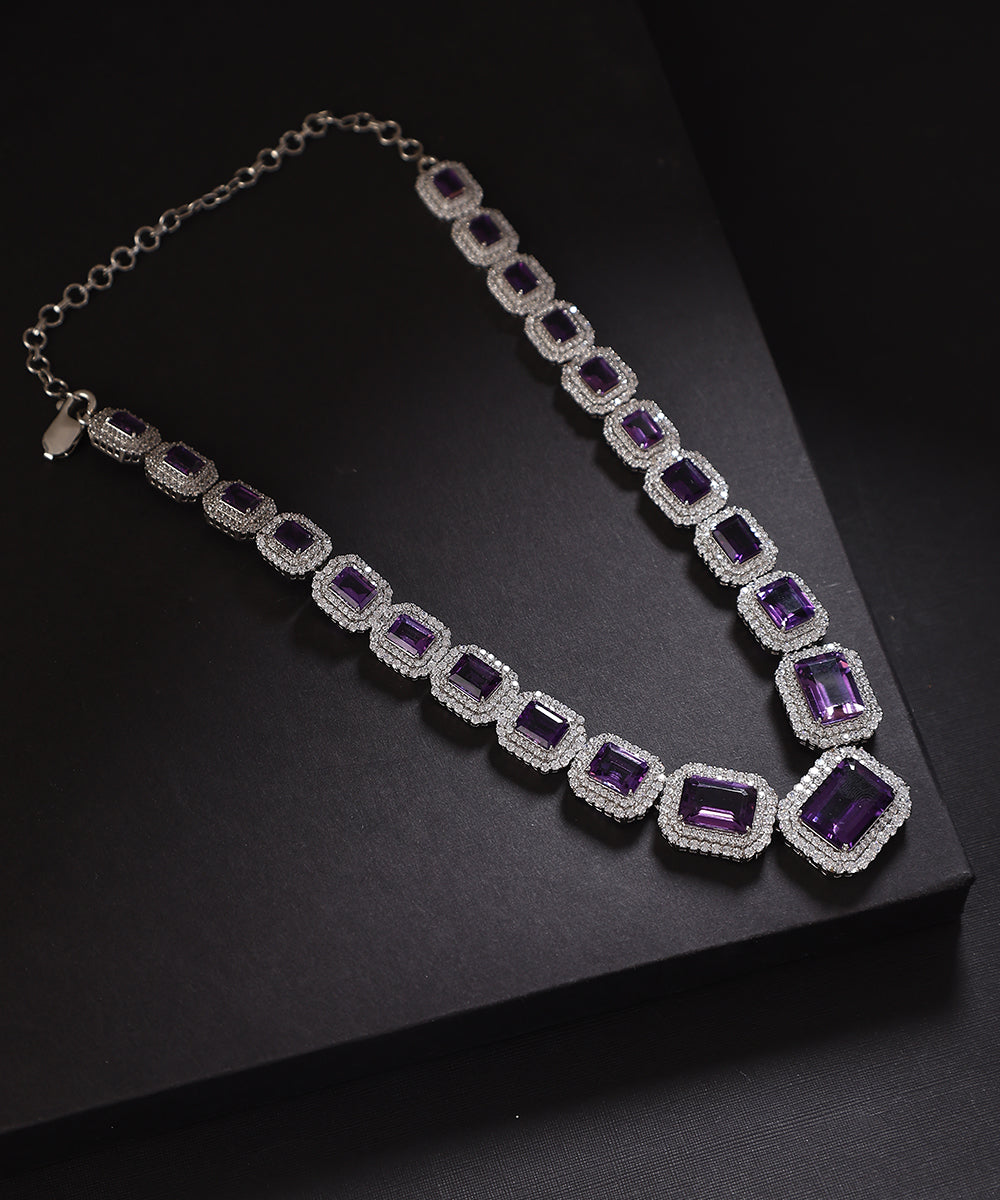 Agastya_Handcrafted_Pure_Silver_Necklace_With_Semi_Precious_Stones_WeaverStory_01